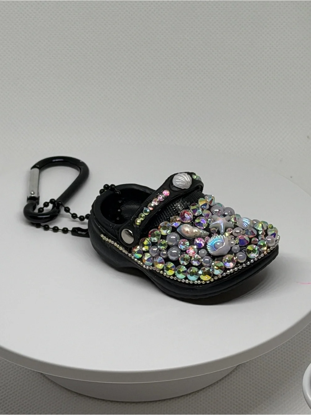 Black Rhinestone Embellished Sandal Key & Card Holder - Sparkle Accent